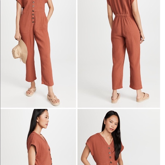 Madewell gauzy jumpsuit button front and on seam hip pockets. - Picture 2 of 14